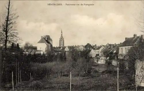 Ak Senonches Eure et Loir, Panorama rue de Pontgouin