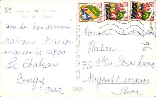 Ak Bregy Oise, Place de la Mairie