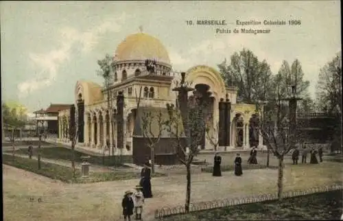 Ak Marseille Bouches du Rhône, Exposition Coloniale 1906, Palais de Madagascar