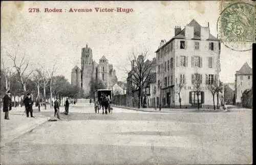 Ak Rodez Aveyron, Avenue Victor Hugo