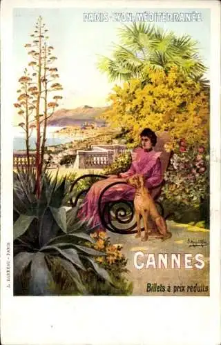 Künstler Ak Cannes Alpes Maritimes, Reklame, Französische Eisenbahn, Paris-Lyon-Mediterranee