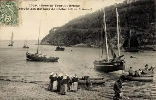 Ak Sous la Tour Plérin Côtes d’Armor, Arrivee des Bateaux de Peche