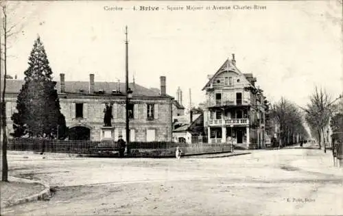 Ak Brive la Gaillarde Corrèze, Square Major, Avenue Charles-Rivet