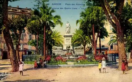 Ak Ajaccio Corse du Sud, Place des Palmier, Fontaine des Quatre Lions