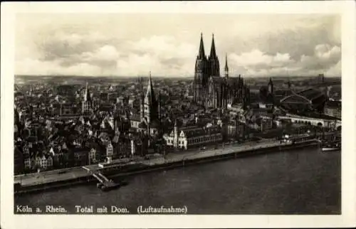 Ak Köln am Rhein, Luftbild, Dom