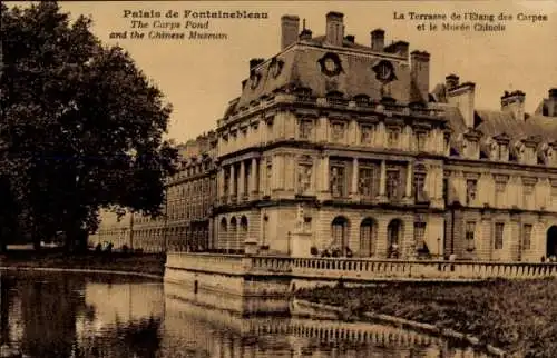 Ak Fontainebleau Seine et Marne, Palast, Terrasse des Etang des Carpes, Chinesisches Museum