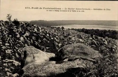 Ak Fontainebleau Seine et Marne, Forêt, Rocher Saint-Germain