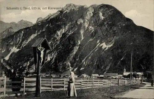 Ak Scharnitz in Tirol, Karwendel, Bergpanorama