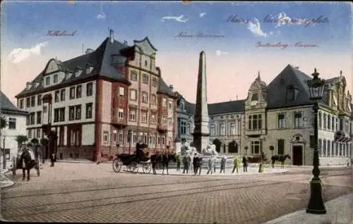 Ak Mainz am Rhein, Neubrunnenplatz, Volksbank, neuer Brunnen, Gutenberg-Casino