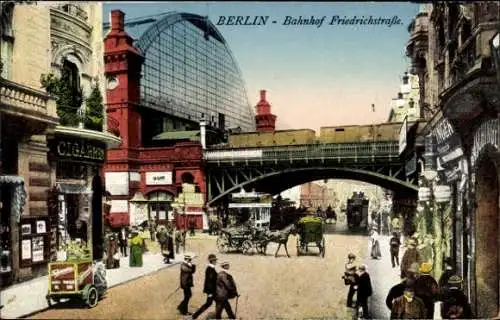 Ak Berlin Mitte, Friedrichstraße, Bahnhof, Eisenbahnbrücke