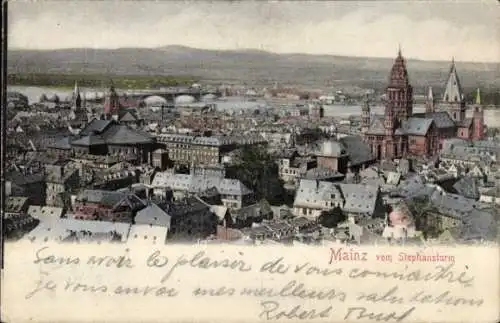 Ak Mainz am Rhein, Totalansicht, Blick vom Stephansturm