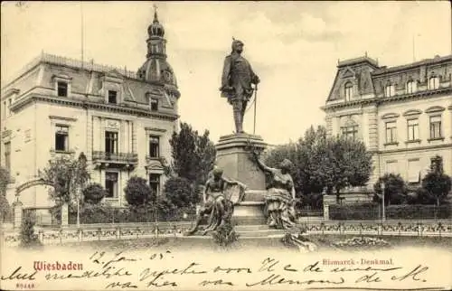 Ak Wiesbaden in Hessen, Bismarck Denkmal