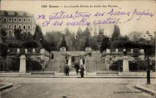 Ak Rennes Ille et Vilaine, Eingang zum Jardin des Plantes