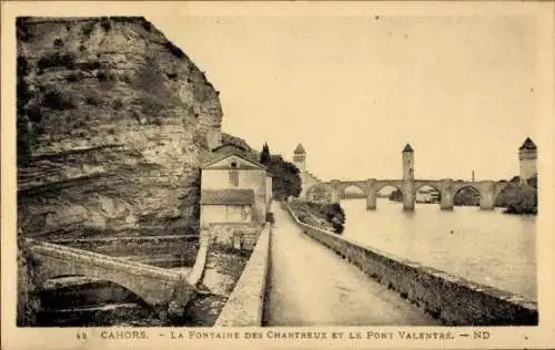 Ak Cahors-Lot, Fontaine des Chartreux, Pont Valentre