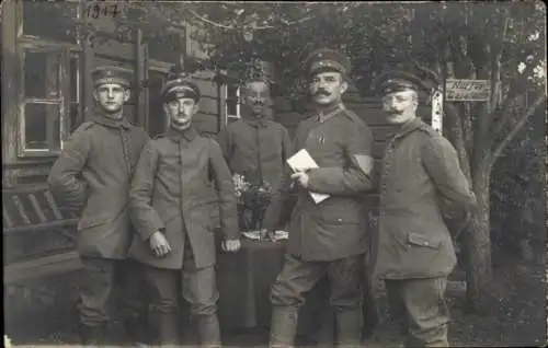 Foto Ak Deutsche Soldaten in Uniformen, 3. Komp. Landsturm Inf. Batl. Münster VII 69, I WK