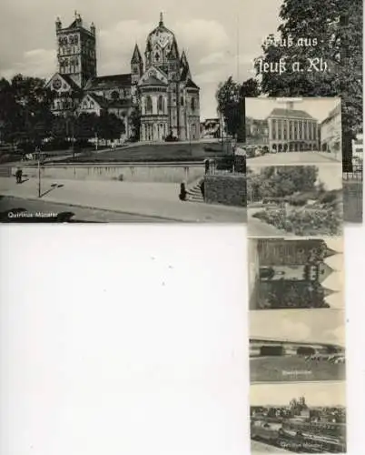 Leporello Ak Neuss am Rhein, Quirinus Münster, Bahnhof, Stadtgarten, Rathaus