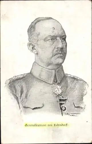 Künstler Ak Generalleutnant Erich Ludendorff, Porträt