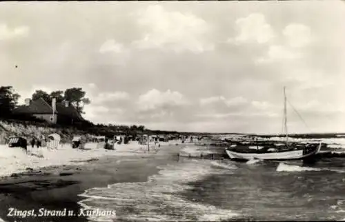 Ak Ostseebad Zingst, Strand und Kurhaus