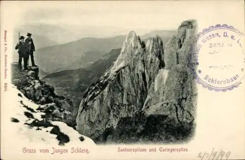 Ak Gruss vom Jungen Schlern, Santnerspitzen, Euringerspitze