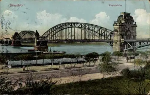 Ak Düsseldorf am Rhein, Rheinbrücke