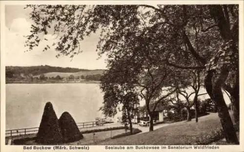 Ak Buckow Märk. Schweiz, Seelaube, Buckowsee, Sanatorium Waldfrieden