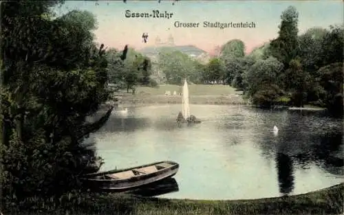 Ak Essen im Ruhrgebiet, Großer Stadtgartenteich