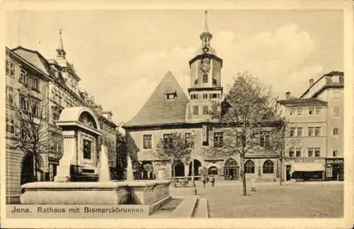 Ak Jena, Rathaus mit Bismarckbrunnen