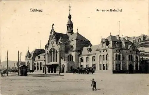 Ak Koblenz, der neue Bahnhof