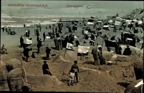 Ak Westerland auf Sylt, Strand, Sandburgen