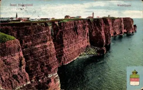 Ak Nordseeinsel Helgoland, Westklippen