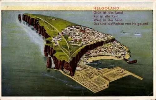 Ak Helgoland, Panorama aus der Vogelperspektive