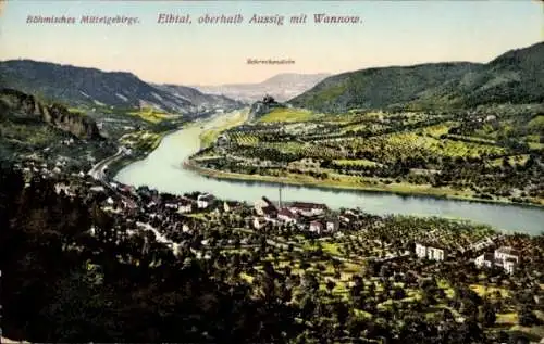 Ak Vaňov Wanow Wannow Ústí nad Labem Aussig an der Elbe, Panorama, Schreckenstein