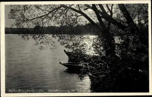 Ak Berlin Reinickendorf Ost, Abendstimmung, Schäfersee, Boote