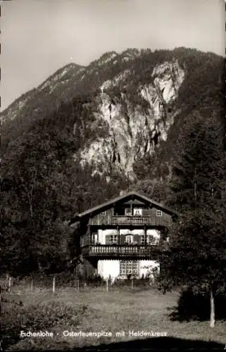 Ak Eschenlohe in Oberbayern, Osterfeuerspitze mit Heldenkreuz