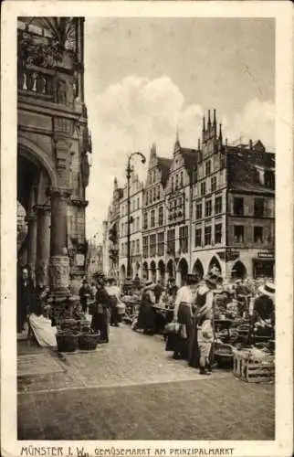 Ak Münster in Westfalen, Gemüsemarkt am Prinzipalmarkt