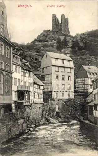 Ak Monschau i.d. Eifel, Teilansicht und Ruine Haller