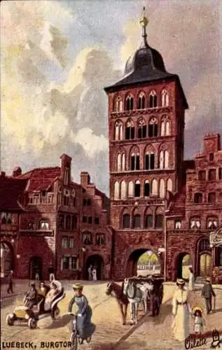 Künstler Ak Lübeck, Blick auf das Burgtor, Tuck Nr 175 B