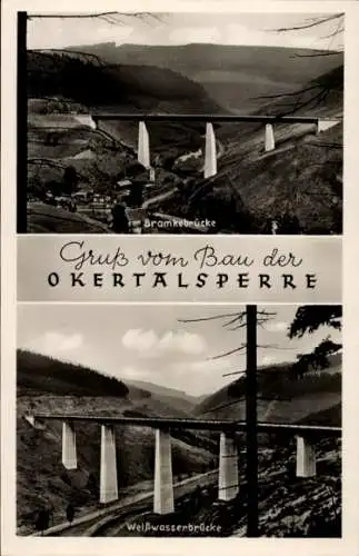 Ak Altenau Clausthal Zellerfeld im Oberharz, Okertalsperre, Bramkebrücke, Weißwasserbrücke