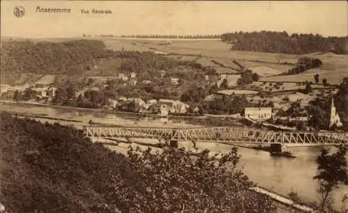 Ak Anseremme Wallonien Namur, Gesamtansicht, Fluss, Brücke