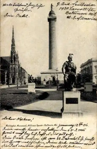 Ak Baltimore Maryland USA, Washington Monument