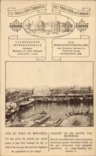 Ak Antwerpen Antwerpen Flandern, Internationale Ausstellung 1930, Kanadischer Pavillon