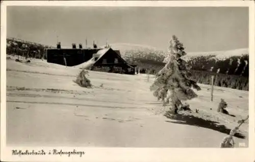 Ak Harrachov Harrachsdorf Riesengebirge Region Reichenberg, Wossecker Baude, Schnee