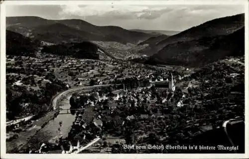 Ak Gernsbach im Murgtal Schwarzwald, Blick vom Schloss Eberstein, Gesamtansicht