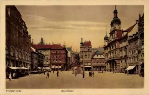 Ak Pforzheim im Schwarzwald, Marktplatz