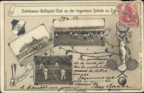 Ak Zwickau in Sachsen, Zwickauer Ballspiel-Club an der Ingenieur-Schule, Fußball, Tennis