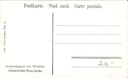 Ak Windhoek Windhuk Namibia Deutsch Südwestafrika, Straßenjugend, Afrikanische Kinder