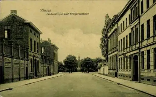 Ak Viersen in Nordrhein Westfalen, Lindenstraße, Kriegerdenkmal