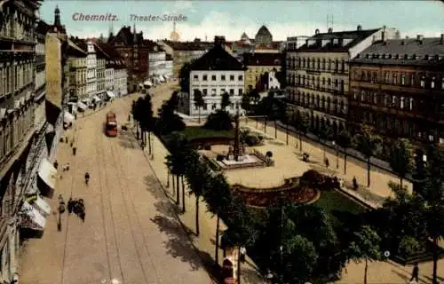 Ak Chemnitz Sachsen, Theaterstraße, Platz