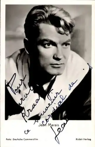 Ak Schauspieler Jean Marais, Film Einmal nur leuchtet die Liebe, Portrait, Autogramm