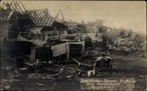 Ak Oppau Ludwigshafen am Rhein, Explosion des Stickstoffwerkes 1921